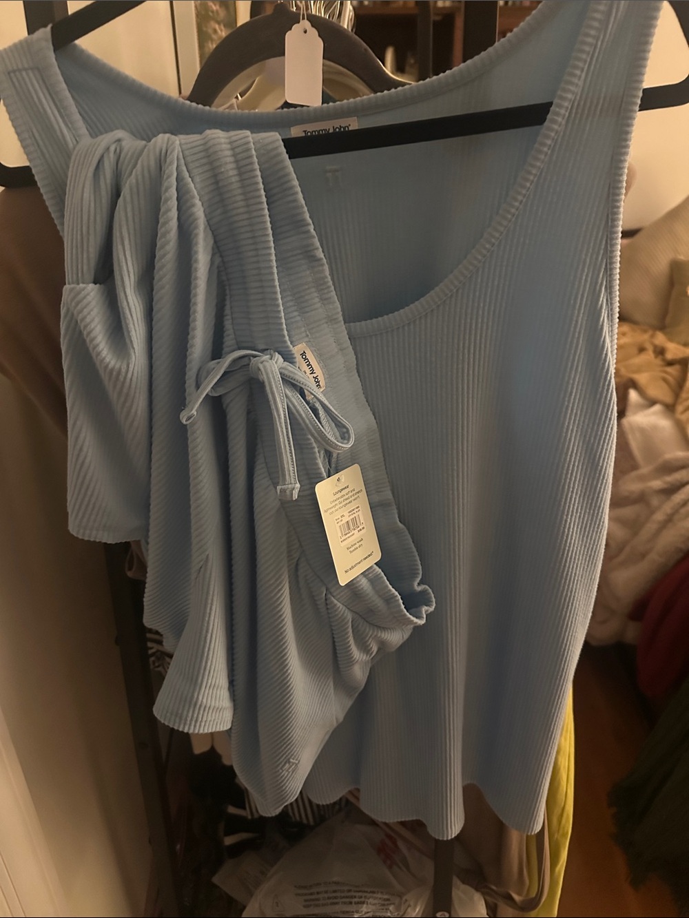 Tommy John Sky Blue Ribbed Tank Top